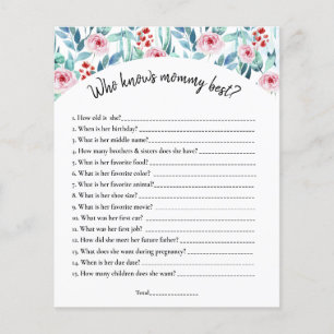 Uma folha de papel com o jogo para um chá de frald