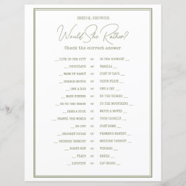 Uma folha de papel GAME para um chá de panela.