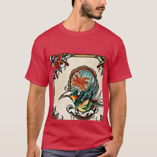 Uma foto de um pássaro é feita na minha camiseta