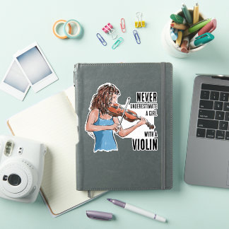 Uma Garota com um Adesivo de Violino