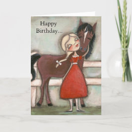 Uma garota e seu cavalo - Cartão de aniversário