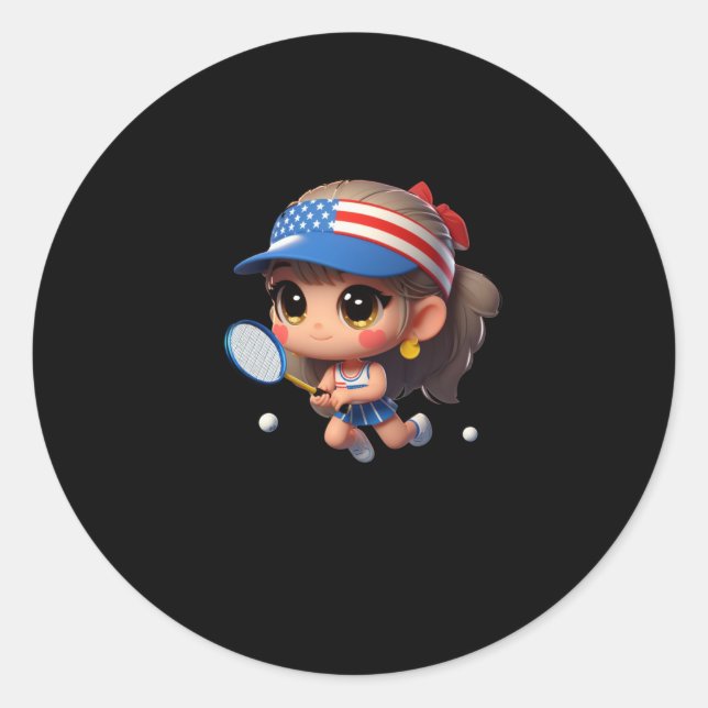 Uma Garota Jogando Tênis. Adesivo (Frente)