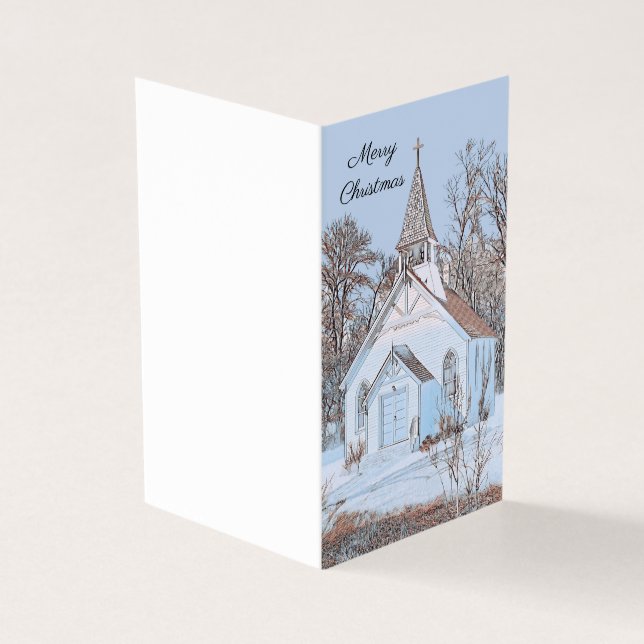 Uma Igreja do País aninhada na Neve - Azul Claro (Exterior)