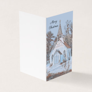 Uma Igreja do País aninhada na Neve - Azul Claro