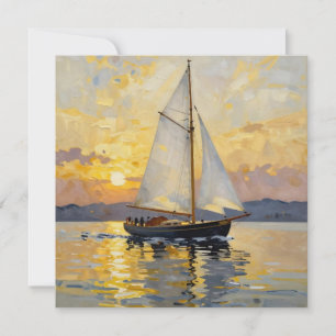 Uma Ilustração em Impasto de um Barco à Vela ao Pô