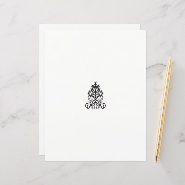 uma imagem em preto e branco de um design ornament (Frente/Verso In Situ)