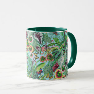 Uma linda caneca de Folhas Tropicais do Tecido Phi