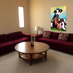 Uma mãe de vaca e uma criança AI Art Poster