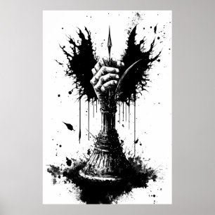 Uma Mão Rotação Possui Um Poster Legendário De Esp