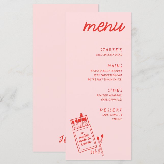Uma Matriz Feita no Menu Janto de Casamento Rosa-C (Frente/Verso)