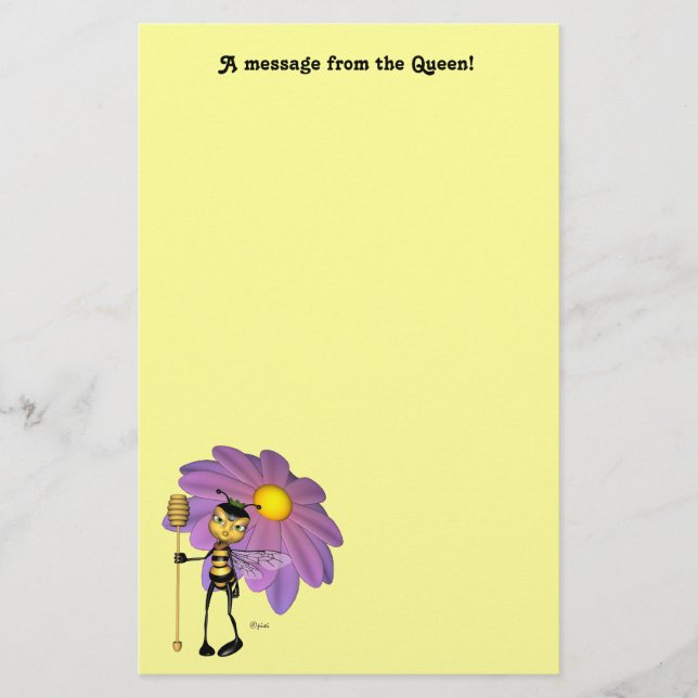 "Uma mensagem dos artigos de papelaria da rainha" (Frente)