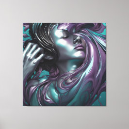 Uma mulher face em roxas roxas Canvas estressada