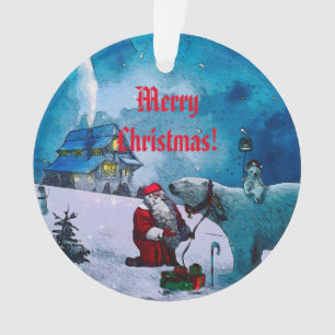 Uma Noite com Papais noeis - Ornamento Cerâmico d