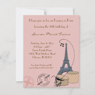 Uma noite no Convite de festas de Paris Beige