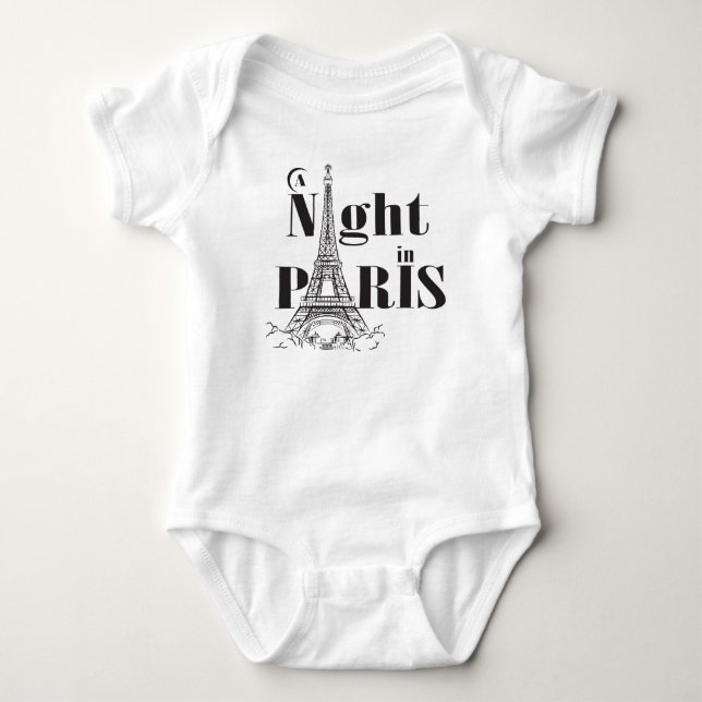Uma noite no t-shirt do Raglan de Paris (Frente)