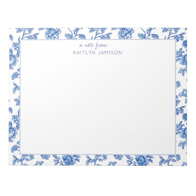 Uma Nota De | Bloco De Notas Floral Chinoiserie Az (Frente)
