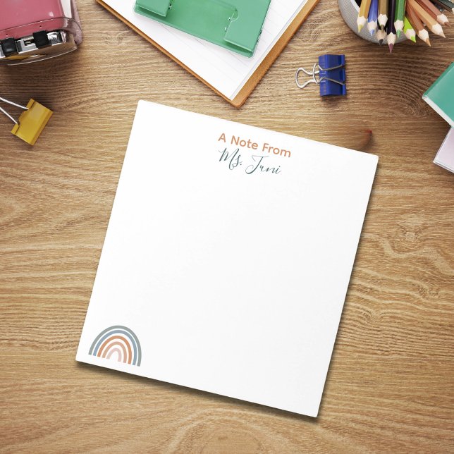 Uma Nota Do Bloco De Notas Do Professor De Arco-Ír (A Note From Cute Rainbow Teacher Notepad
)