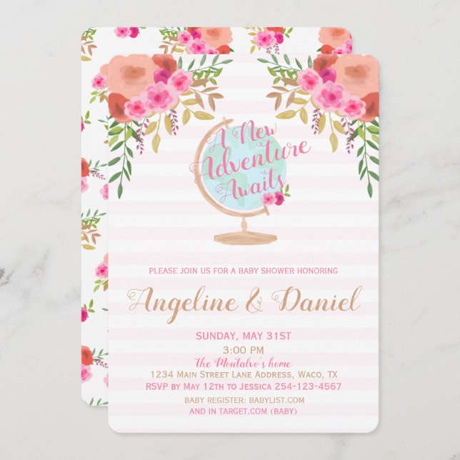 Uma Nova Aventura Aguarda Convite Para Chás de fra (Frente/Verso)