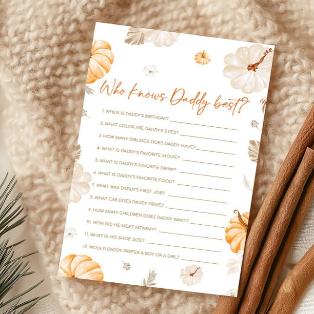 Uma Pequena Abóbora Doce Que Sabe Quem É O Papai (Fall A Sweet Little Pumpkin Baby Shower Who Knows Daddy Best Game)