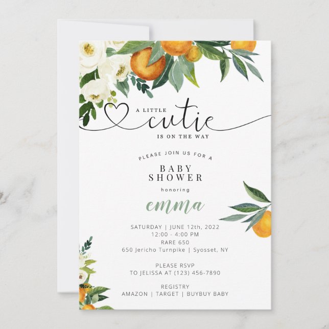 Uma Pequena Cutie Está A Caminho Do Convite (Frente)