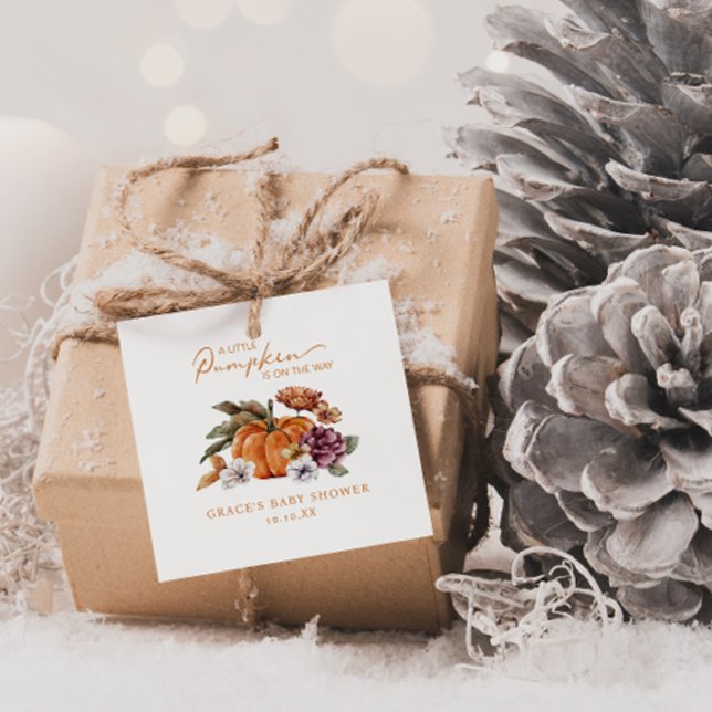 Uma Pequena Etiqueta De Presente De Bebê De Abóbor (A Little Pumpkin Is On The Way Baby Shower Gift Tag)