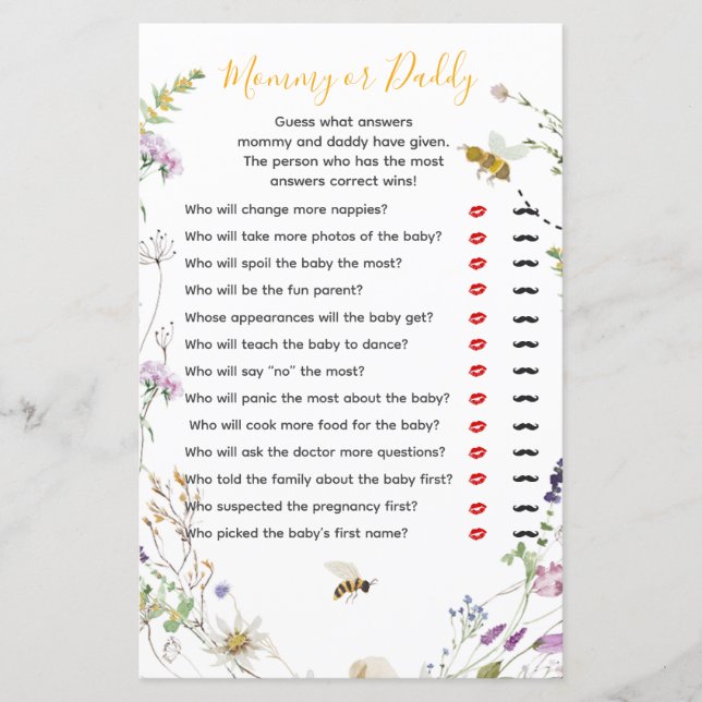 Uma Pequena Mamãe ou Pai de flor selvagem de mel (Frente)