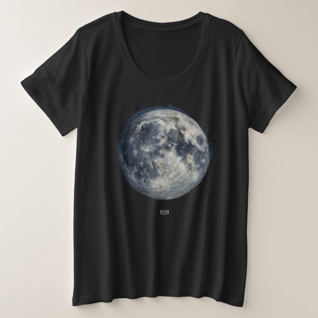 Uma pintura da lua em uma camiseta espacial (Frente do Design)
