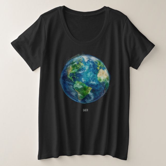 Uma pintura da terra em uma camiseta espacial (Frente do Design)