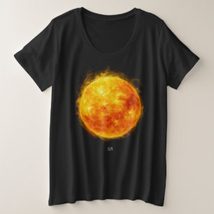 Uma pintura do sol em uma camiseta espacial