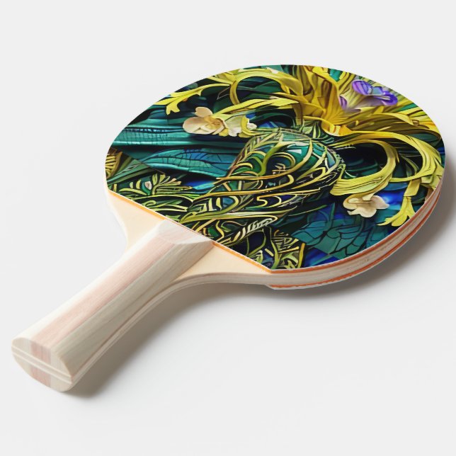 Uma Raquete de Ping Pong Decorada (Frente inclinada)