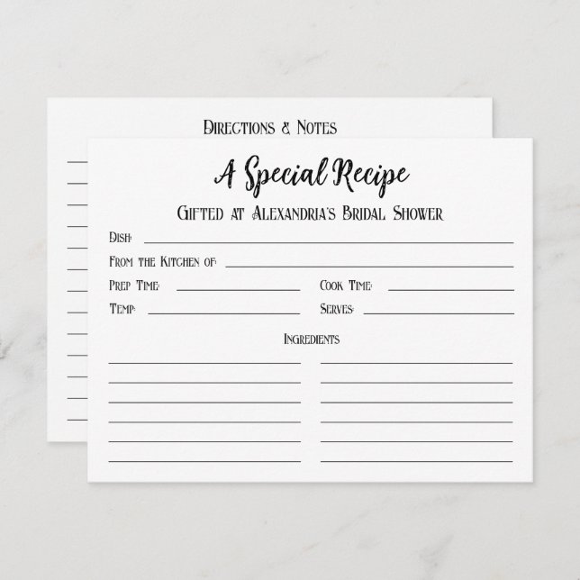 Uma receita especial para a placa de presente do C (Frente/Verso)