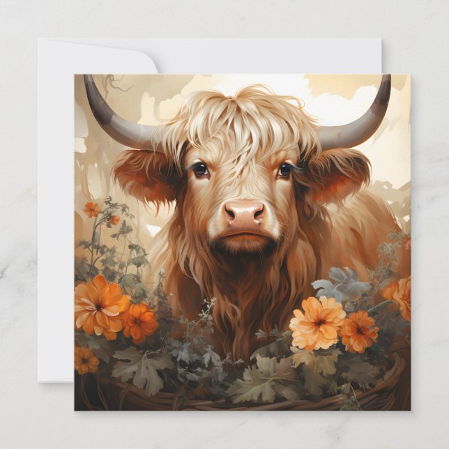 Uma Série Floral Highland Cow Design 2 (Frente)