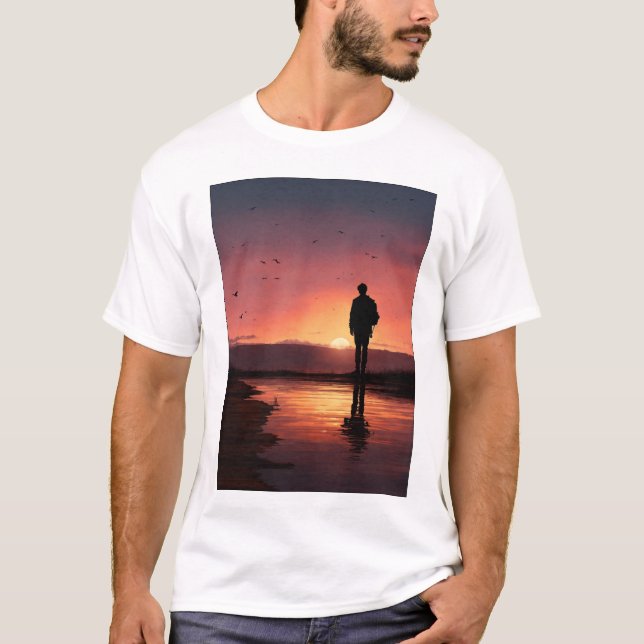 uma silhueta de uma pessoa olhando a camisa (Frente)