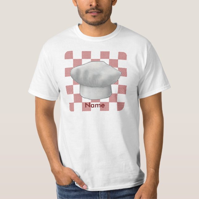 Uma t-shirt de chapéu de chef xadrez (Frente)