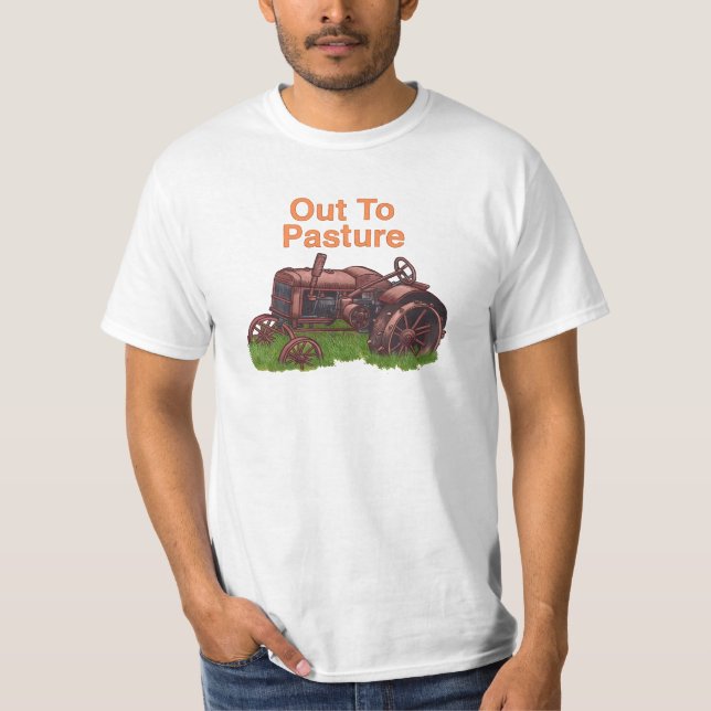 Uma t-shirt do Agricultor de Trator Out to Pasture (Frente)