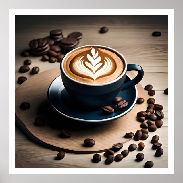 Uma taça de café Latte para Poster de café (Frente)