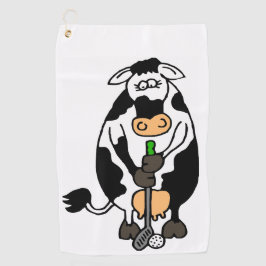 Uma vaca jogando golfe