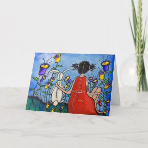 Uma verdadeira garota e um cartão coelhinho