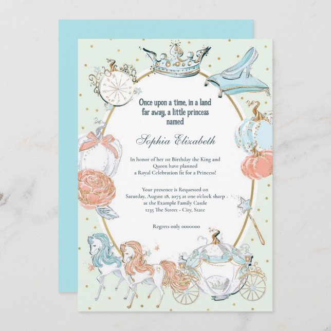 Uma vez em um convite para o primeiro aniversario  (Frente/Verso)