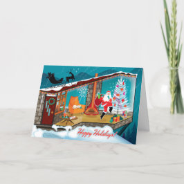 Uma Visita De Cartões De Natal De Papais noeis