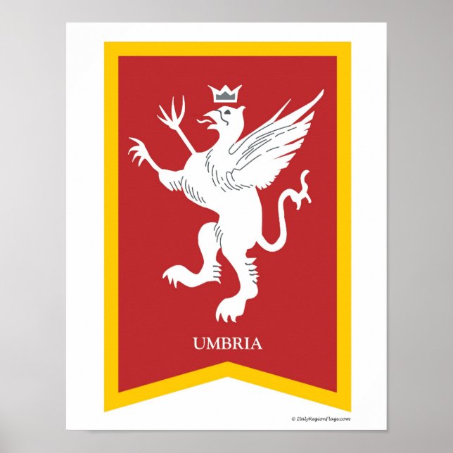 Úmbria Itália Região Crest Art Impressão (Frente)