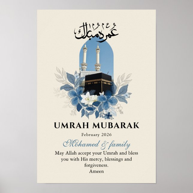Umrah Mubarak Personalized Islamic Wall Art Poster (Frente)