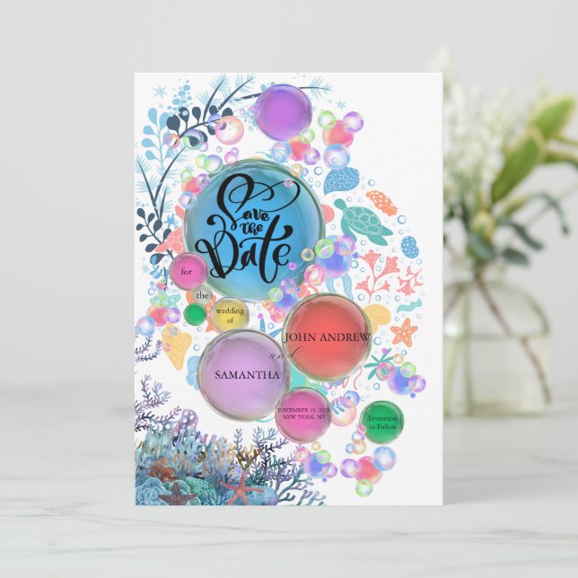 Under Sea Water Save the Date (Em pé/Frente)