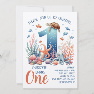 Under the Sea 1st Birthday Invitation