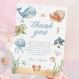Under The Sea Ocean Animal Birthday Thank You Card