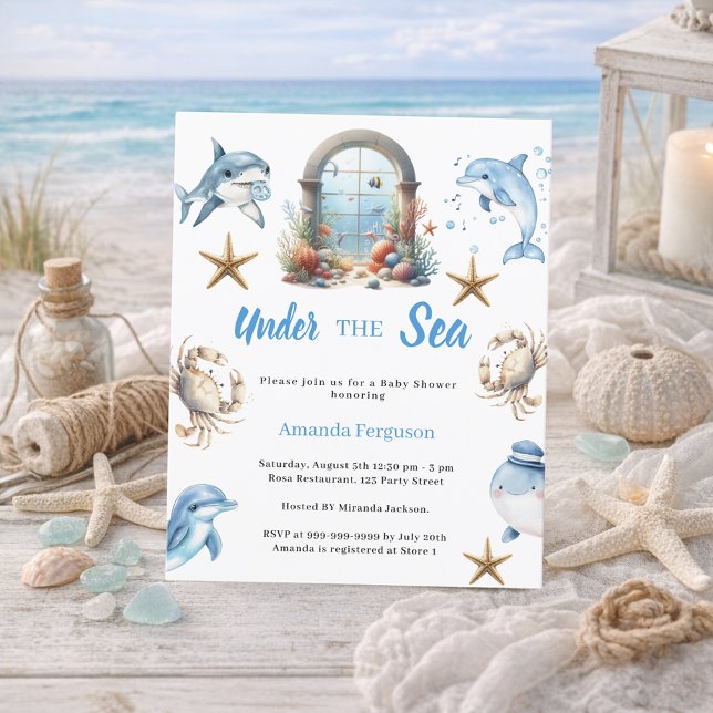 Under the sea ocean animals Baby Shower invitation (Criador carregado)