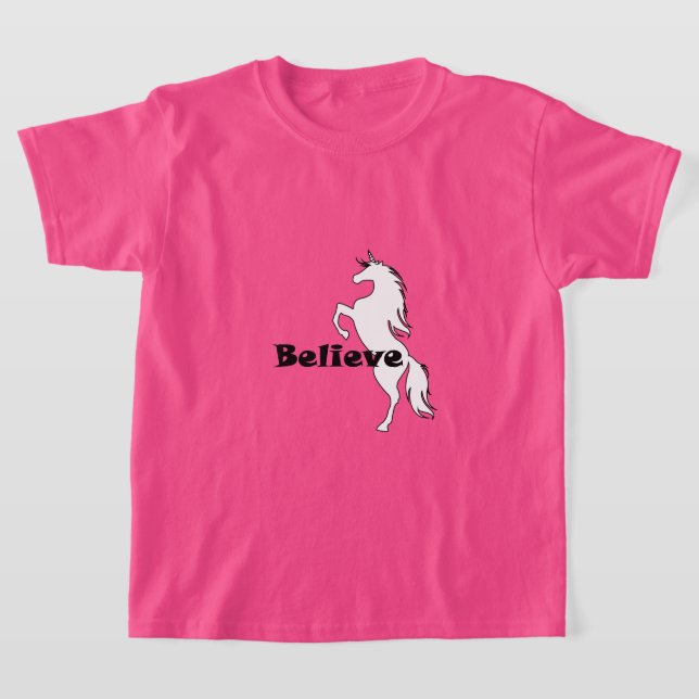 Unicorn Acredite Design - Camisa Básica De T-Shirt (Postura )