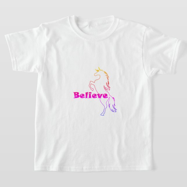 Unicorn Acredite Design - Camisa Básica De T-Shirt (Postura )