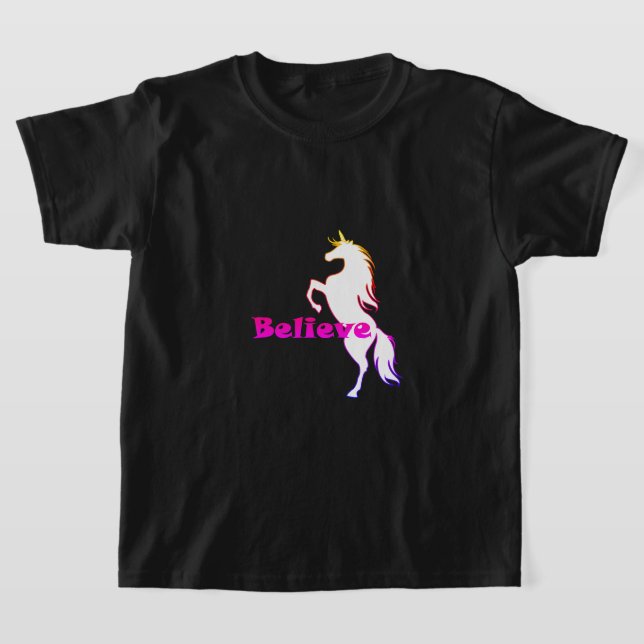Unicorn Acredite Design - Camisa Básica De T-Shirt (Postura )