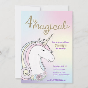 Unicorn Aniversário; Convite de festas de Rapariga